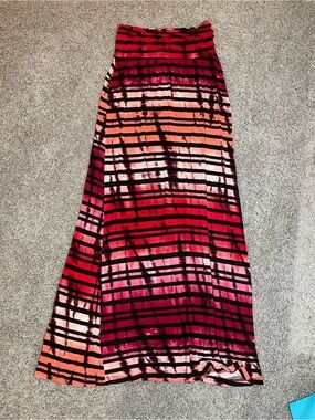 Wet Seal Striped Maxi Skirt in Red, Pink and Coral